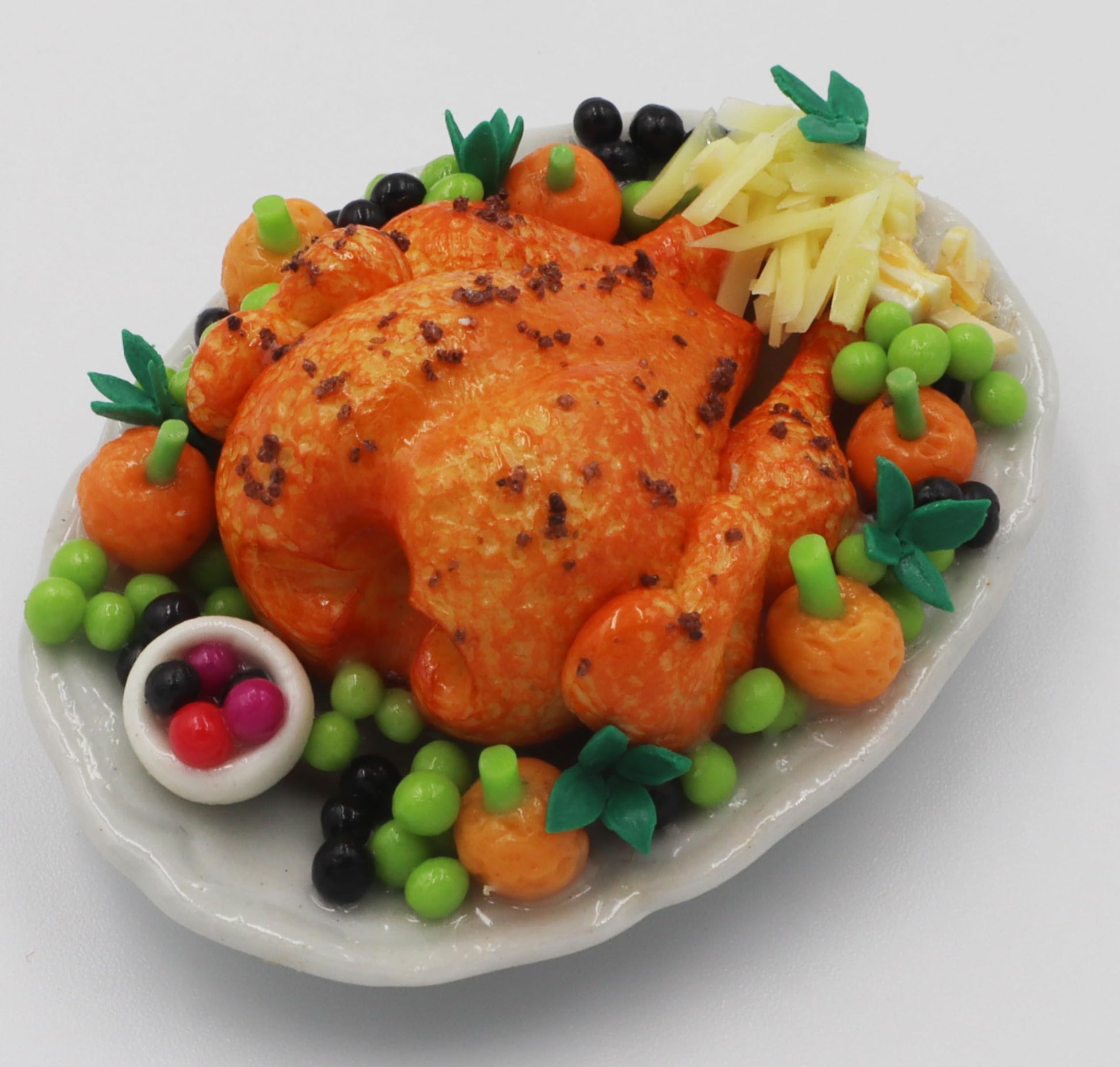 Handmade Miniature Roast Turkey - Realistic Clay Thanksgiving Turkey Figurine for Dollhouses, Food Displays, DIY Crafts & Holiday Decorations