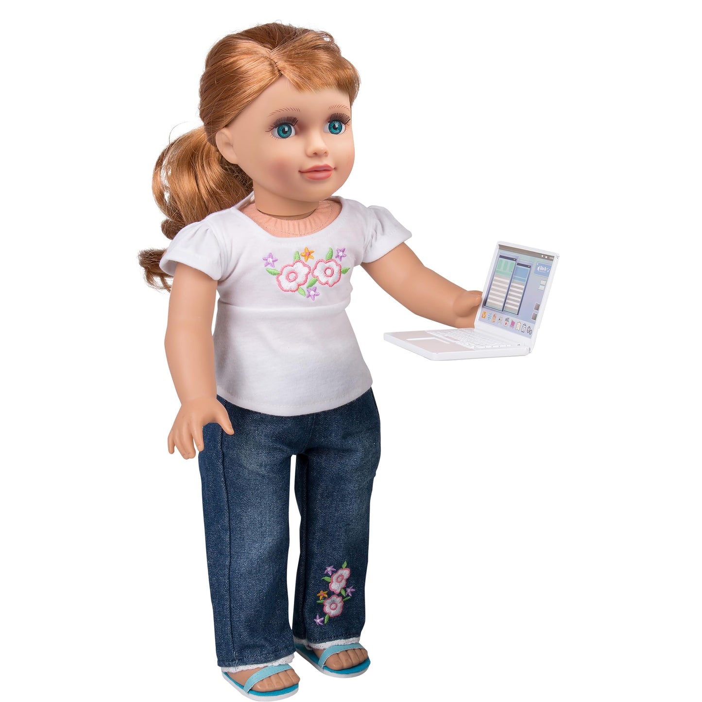 Dress Along Dolly Metal Laptop for 18-Inch Dolls - Premium Heavy-Duty Doll Computer with Pink Carrying Bag - Fits American Girl & Our Generation