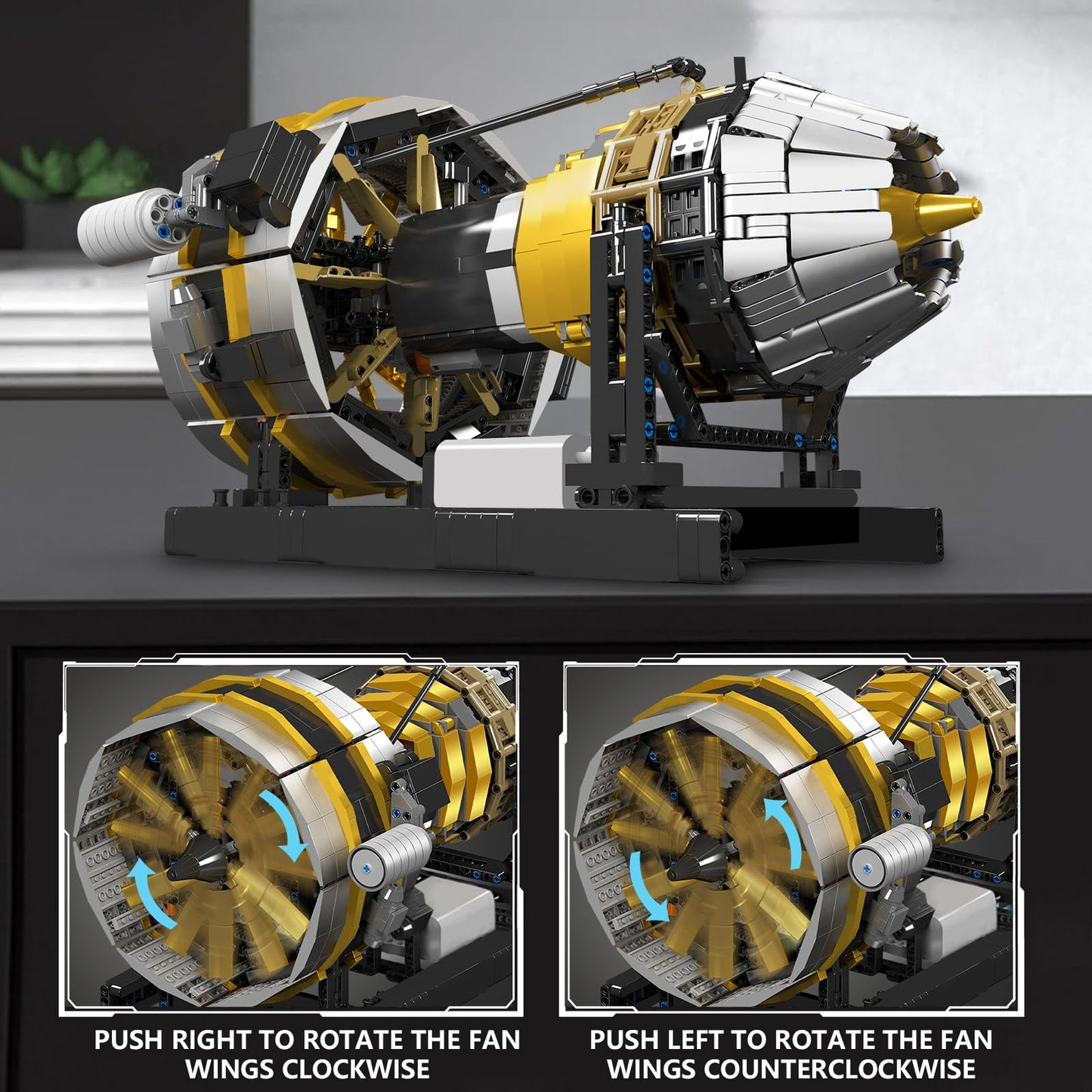 Mould King City Aircraft Engine Building Set-Turbojet Engine Model That Runs with Motor-Collectible Blocks Kit for Adults -Mechanical Science