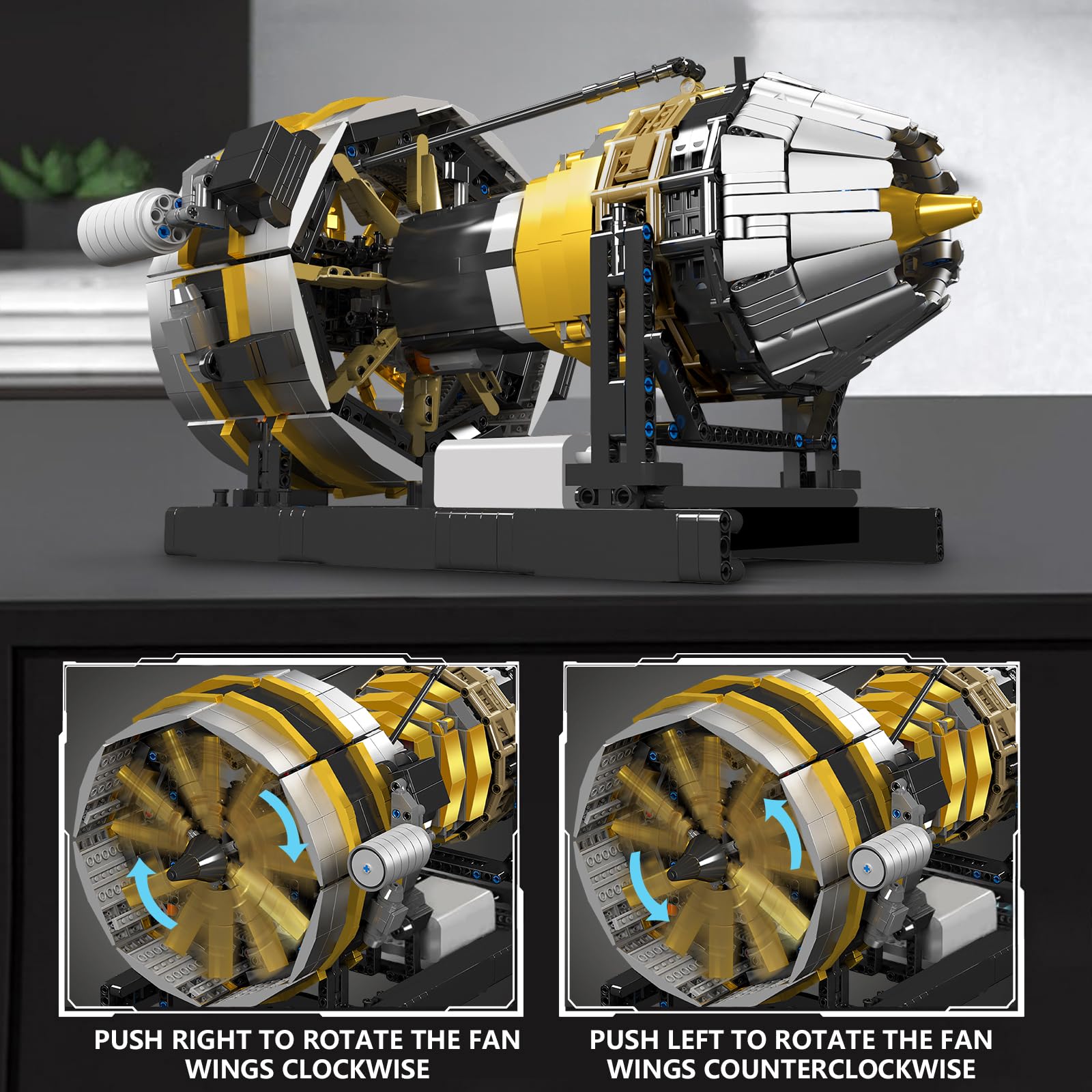 Mould King City Aircraft Engine Building Set-Turbojet Engine Model That Runs with Motor-Collectible Blocks Kit for Adults -Mechanical Science