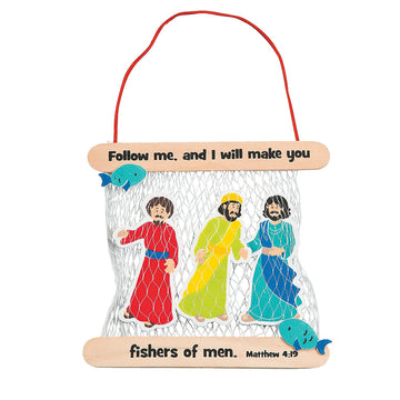 Fun Express Fishers of Men Bible Craft Kit for Kids - Makes 12 Foam Christian Crafts for Sunday School Supplies, VBS Crafts, Religious Party Favors
