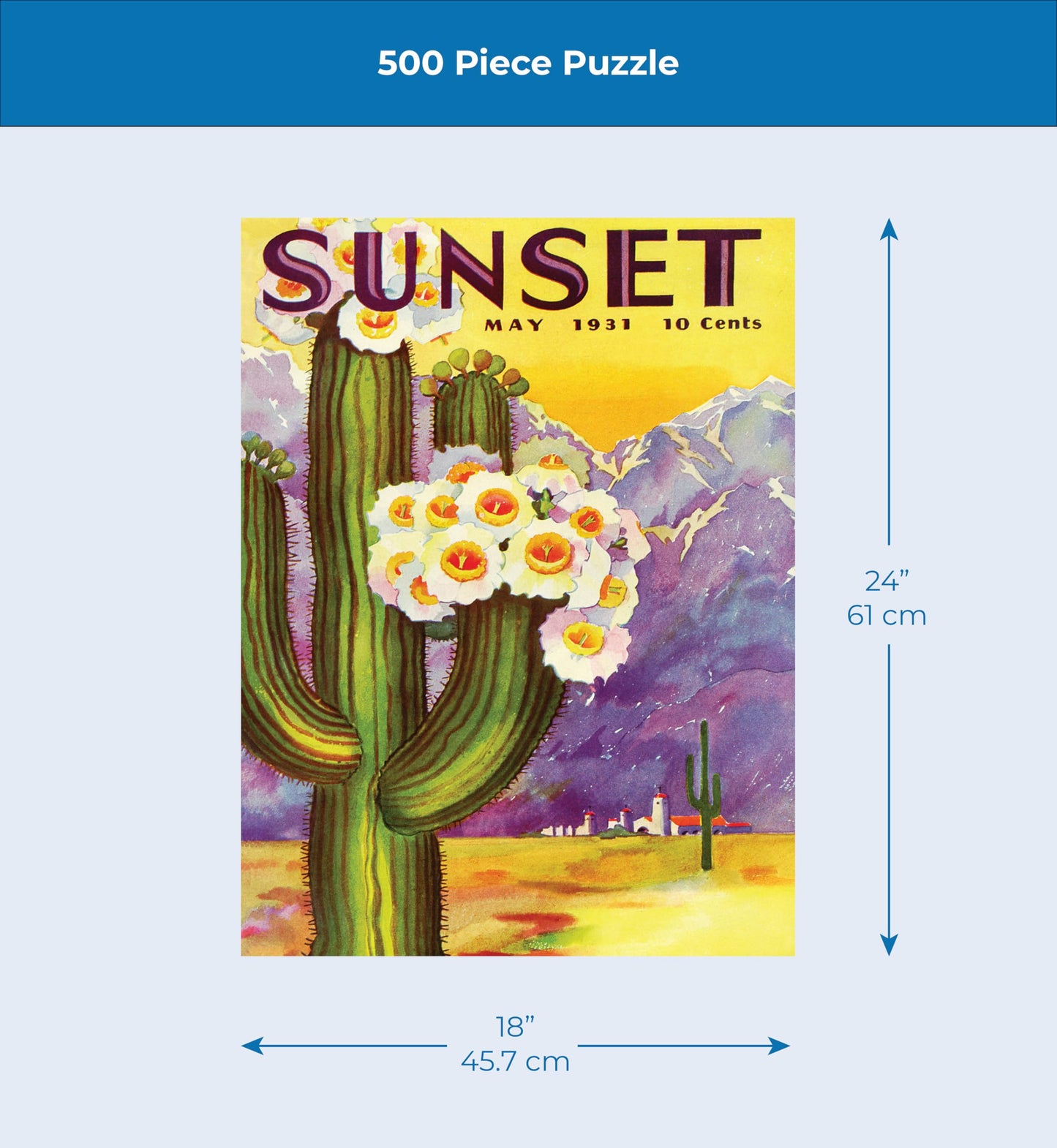New York Puzzle Company - Sunset Magazine Cactus Blooms - 500 Piece Jigsaw Puzzle for Adults