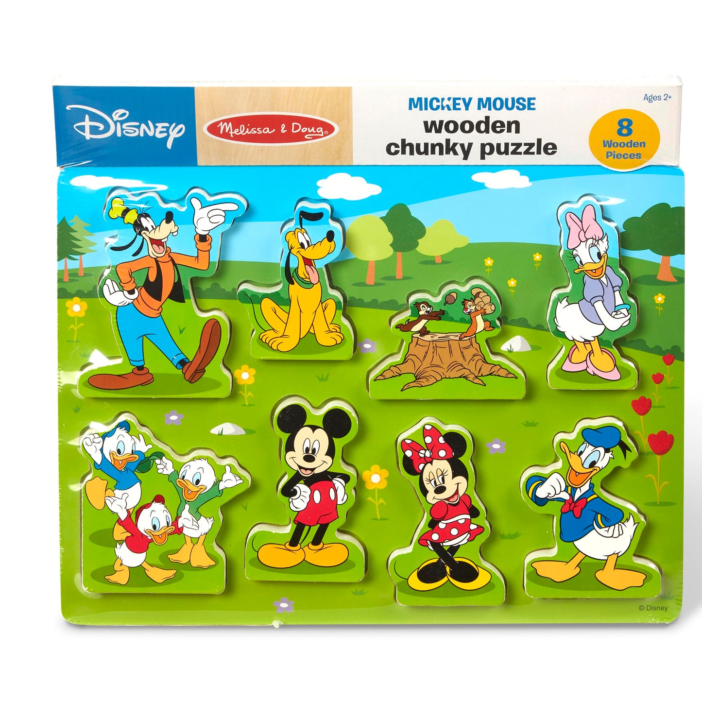 Melissa & Doug Disney Mickey Mouse Wooden Chunky Puzzle - 8-Piece Disney Character Puzzle for Toddlers and Kids Ages 2+