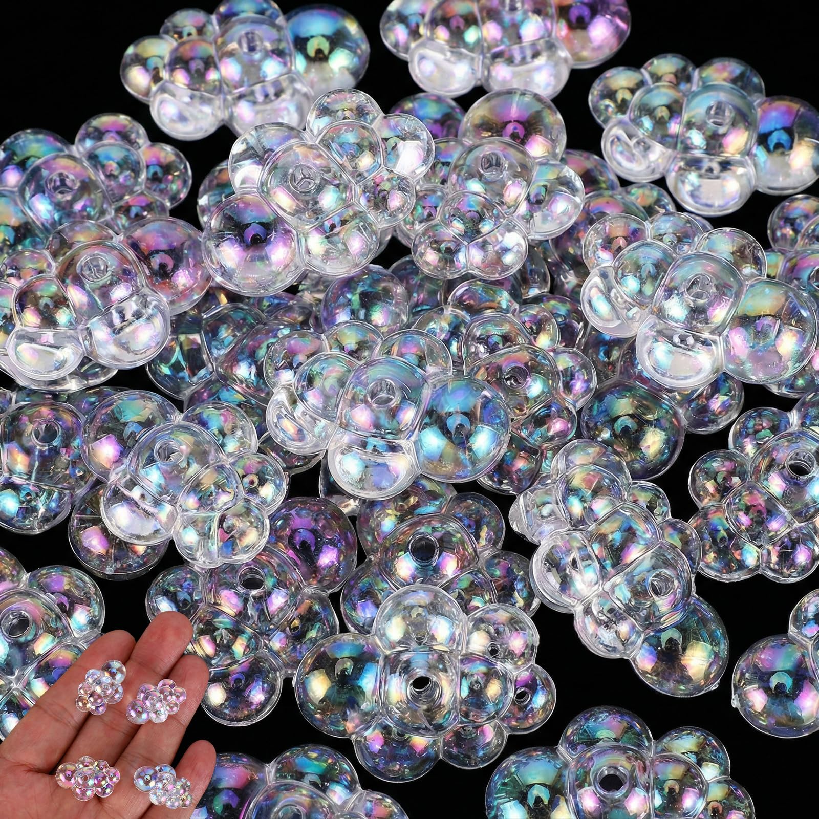 50 Pcs Tiny Fake Bubbles, Plastic Bubbles for Crafts with Hole, Bubble Decorations Bubble Beads for DIY Necklaces Bracelets Jewelry Making, Bubble