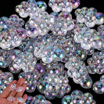 50 Pcs Tiny Fake Bubbles, Plastic Bubbles for Crafts with Hole, Bubble Decorations Bubble Beads for DIY Necklaces Bracelets Jewelry Making, Bubble