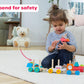 Jasey's Toy Chest Animal Friends Wooden Stacking Train | 16-Piece Train Set with 3 Interlocking Cars, 12 Colorful Double-Sided Animal Blocks |