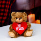 Plushland Stuffed Mocha Heart Bear - Be Mine- Plush Bear Toy for Kids & Adults - Embroidered Heart Pillow - Brown-6 inches