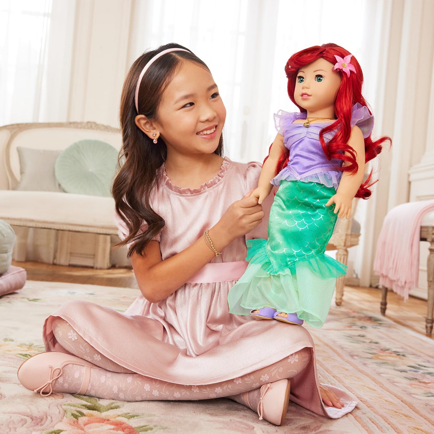 American Girl, Disney, Princess Ariel, 18-inch Doll, Red Wavy Hair, Aqua Eyes, Includes Accessories, Ages 6+