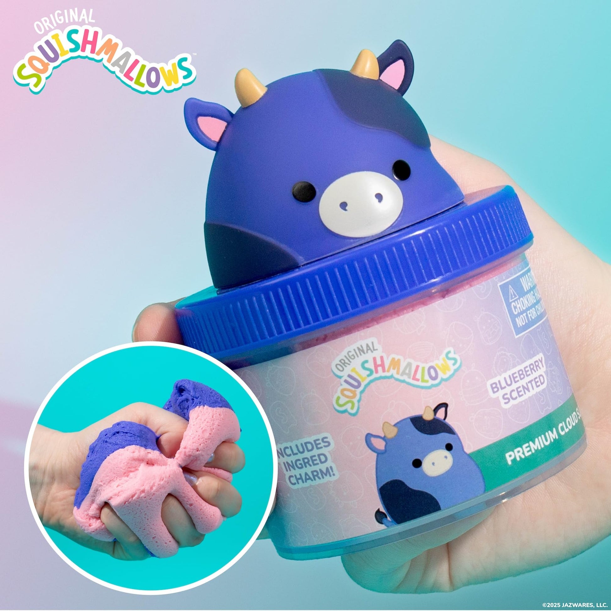 Original Squishmallows Scented Slime Jar, Blueberry, Ingrid the Cow