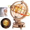 ROBOTIME 3D Wooden Puzzle for Adults - Luminous Globe with Automatic Rotation, ST003 - Wooden 3D Puzzles Building Kit with LED Light - Globe Model