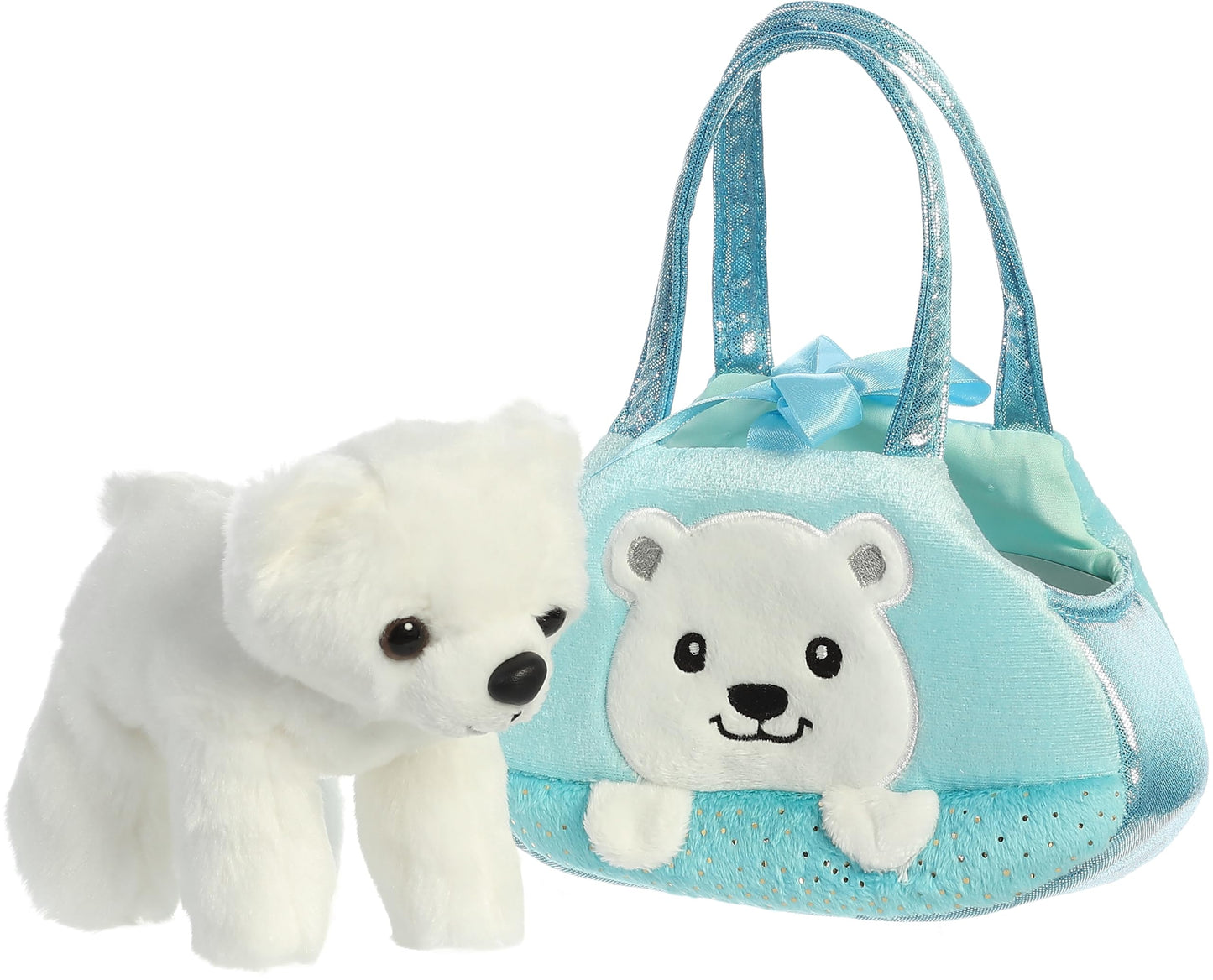 Aurora® Fashionable Fancy Pals™ Peek-A-Boo™ Polar Bear Stuffed Animal - Plush with Stylish Purse for Dress Up Fun - Perfect for Kids 3+ Years