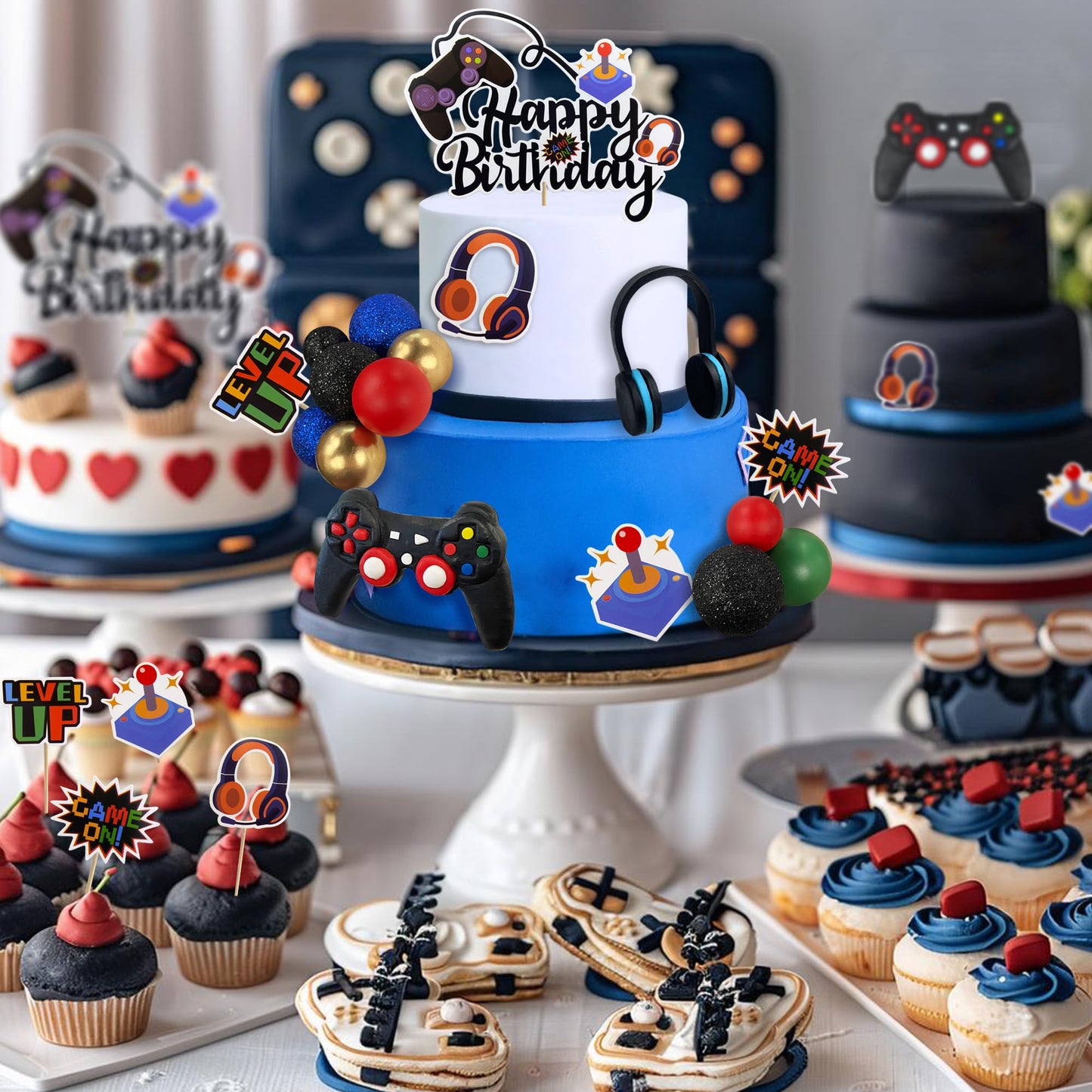 Video Game Happy Birthday Controller Headset Cake Decoration