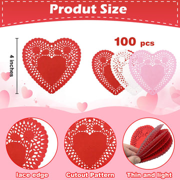 mufanyu 256 Pcs Valentines Day Crafts Gifts Set with 100 Heart Doilies, 2 Bags Foam Heart Stickers for Valentines Day Wedding Party Decor DIY
