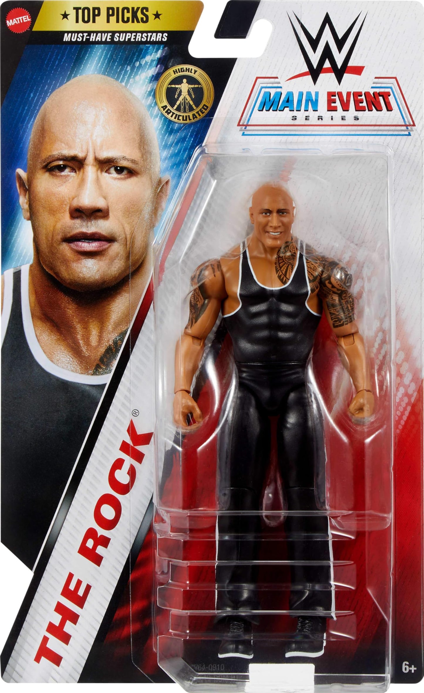 Mattel WWE Top Picks Action Figure, 6-inch Collectible The Rock with 14 Articulation Points & Life-Like Look