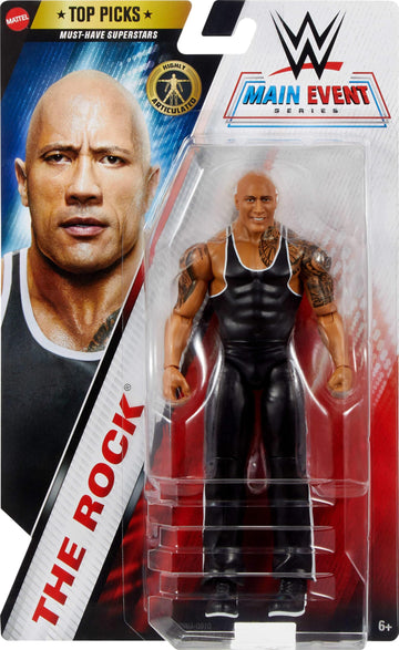 Mattel WWE Top Picks Action Figure, 6-inch Collectible The Rock with 14 Articulation Points & Life-Like Look