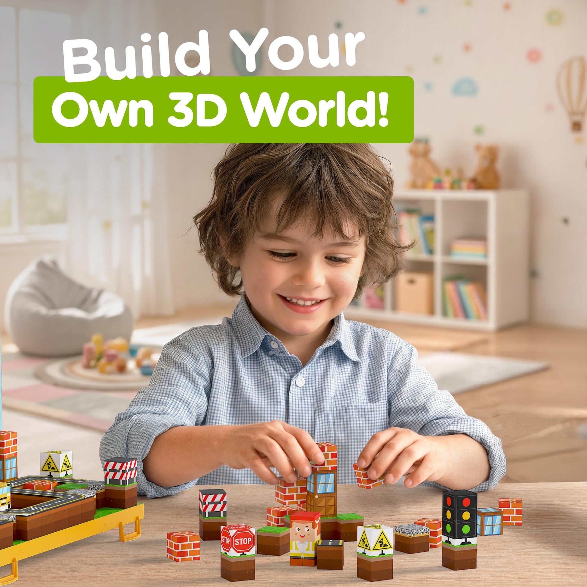 Gift-Ready Magnetic Building Blocks for Kids, Magnet Cubes - Construction Site Toy Building Sets with Magnetic Storage Board - 84-Piece Pixy Stacking