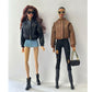 AQQeenmiu Fashion Doll Outfit Set, Bomber Jacket with Combat Boots and Chain Bag, for 11.5-12 inch Dolls, 1/6 BJD (Brown Bomber Jacke)