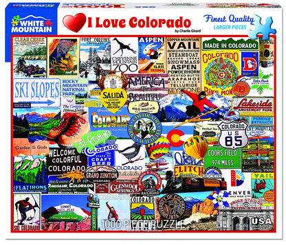 White Mountain 1000 Piece Jigsaw Puzzle Rocky Icons, I Love Colorado