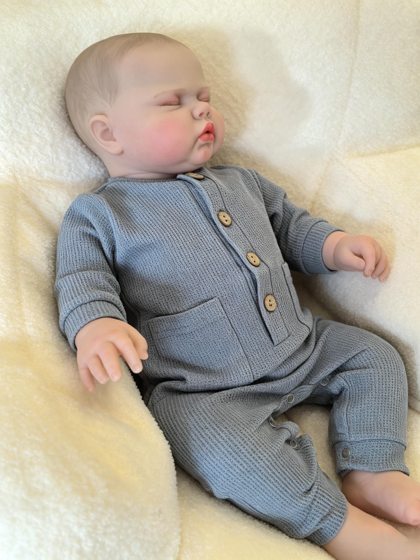 XinXinYuan 24 Inch Lifelike Big Reborn Baby Dolls Realistic Asleep Newborn Toddler Boy with Feeding Accessory that Look Real Silicone Baby Doll
