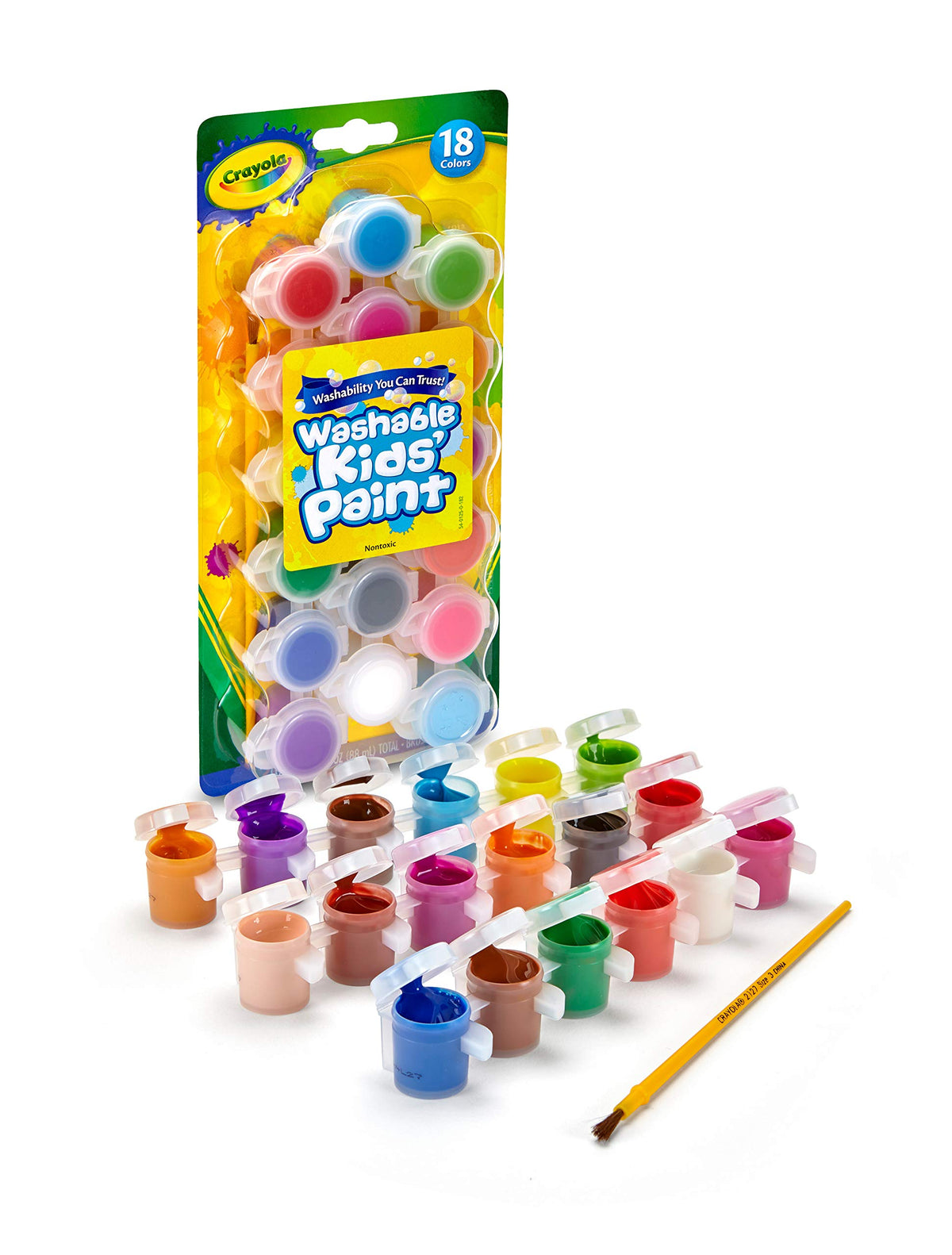 Crayola Washable Kids Paint Set & Paintbrush, Painting Supplies, 18 Count