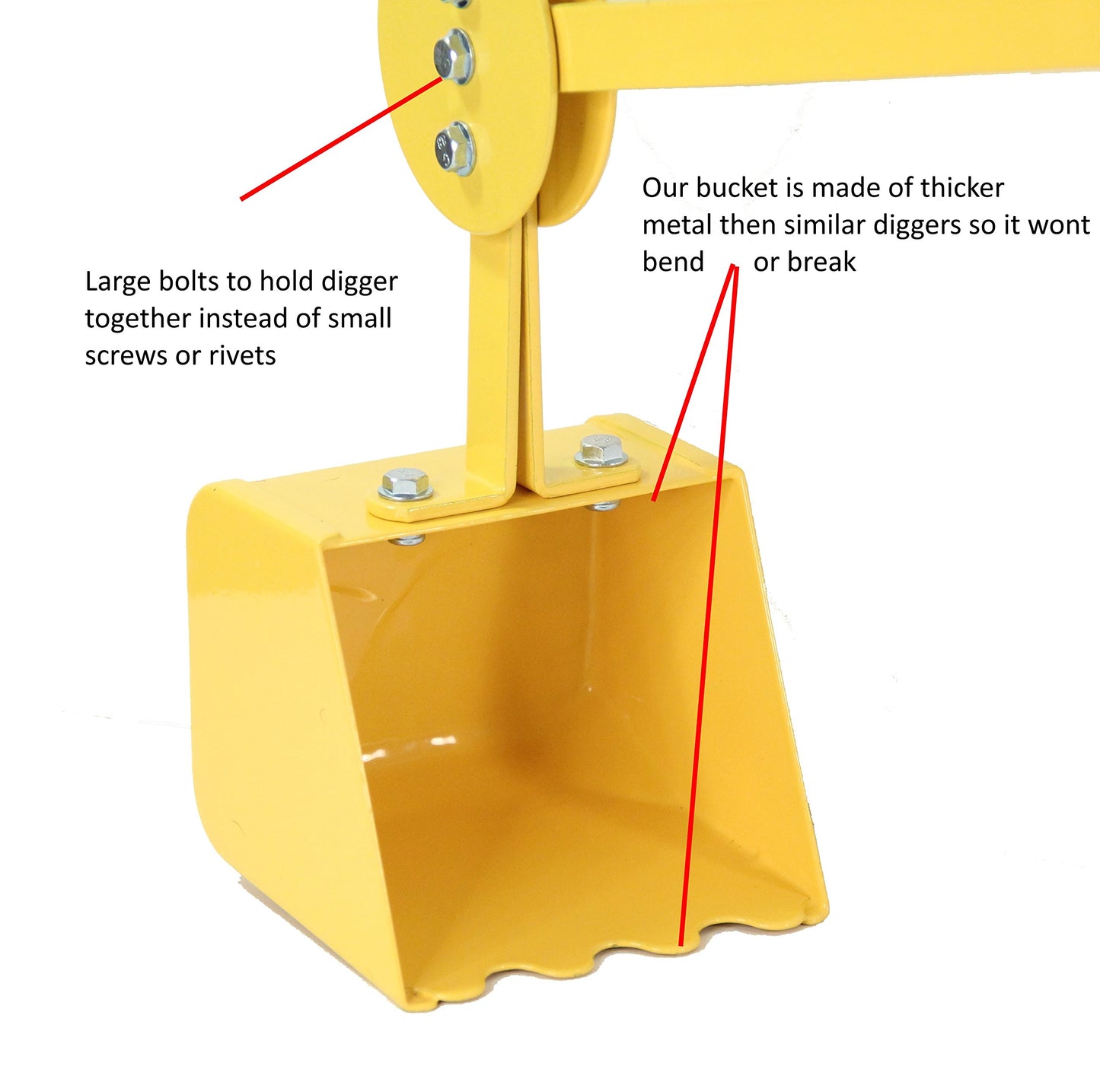 Childrensneeds.com Sand Digger Toy Backhoe for Snow, Sand, Beach, Dirt, A Durable Metal Outdoor Ride-on Excavator Toy for Ages 3 and Up (Yellow)