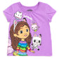 DREAMWORKS GABBY'S DOLLHOUSE Little Girls T-Shirt Tulle Mesh Skirt and Scrunchie 3 Piece Outfit Set Purple/Rainbow 7-8