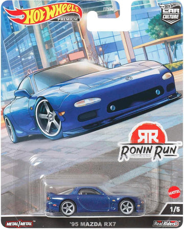Hot Wheels Premium Ronin Run Mazda RX?7 Bundle - ’95 Blue & FC Pandem White 1:64 Die?Cast Duo, Ages 3+ (Pack of 2)