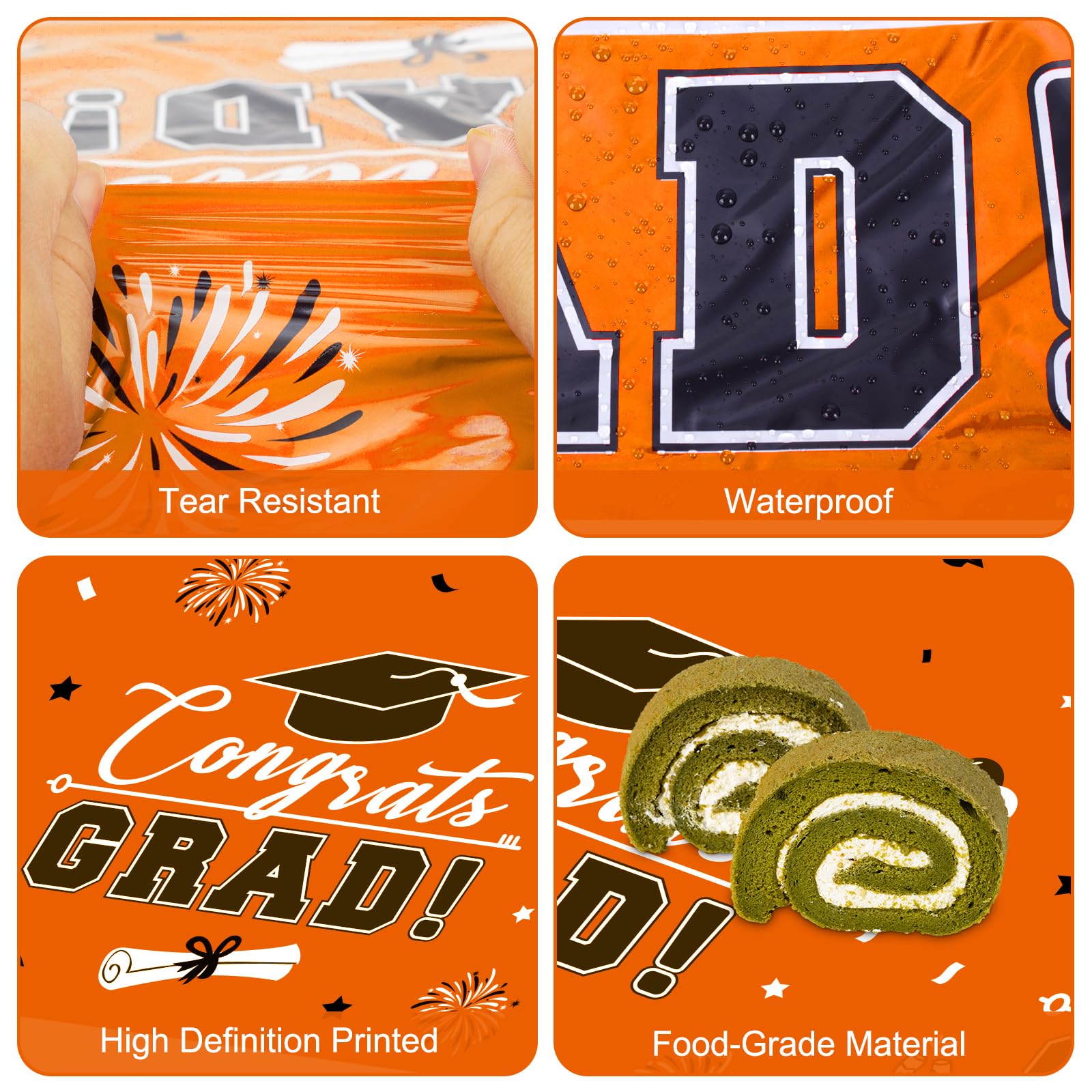 3 Pcs Graduation Tablecloth - Congrats Grad Table Cloth for Class of 2026, Disposable Plastic Rectangle Grad Table Cover for Graduation Party