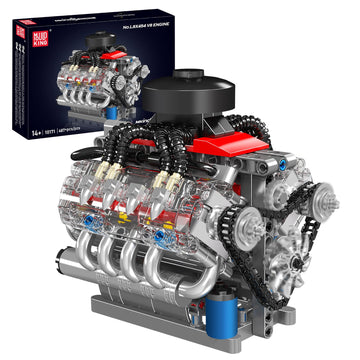 Mould King 10171 V8 Engine Building Blocks Sets, V8 Engine Model kit That Run, Build Your Own STEM Model Engine, 8-Cylinder Car Engine Building