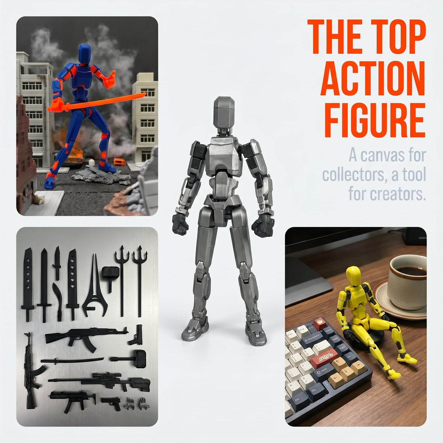 T13 Action Figure Set,6PC Multi-joint articulation, 3D printed Assembled