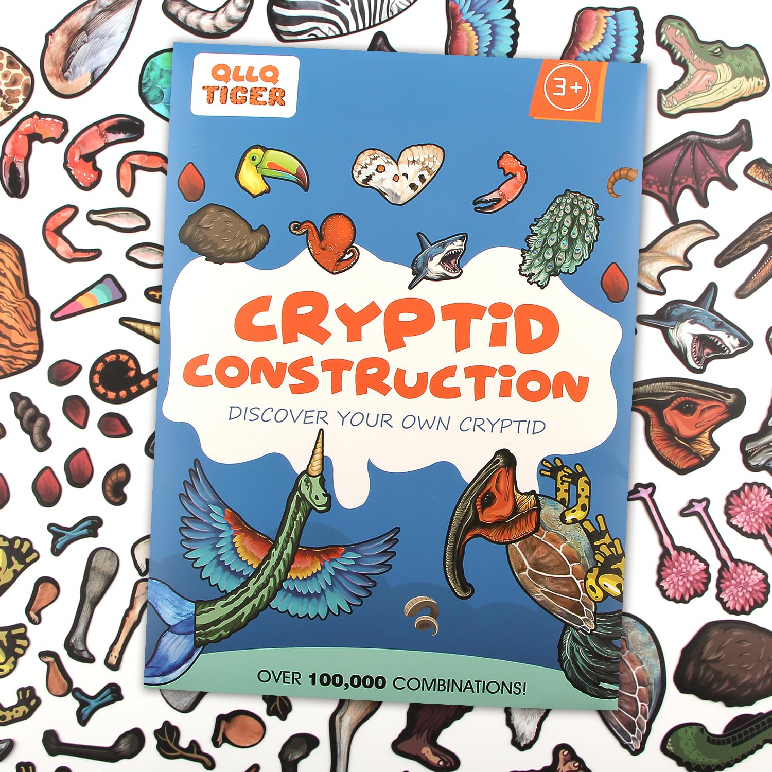 QLLQTIGER Cryptid Construction Kit Monster Magnet Fridge Toys, Magnetic Creature Creation Kit, 100 Pieces, Rubber, Fantastical, Whimsical Playful