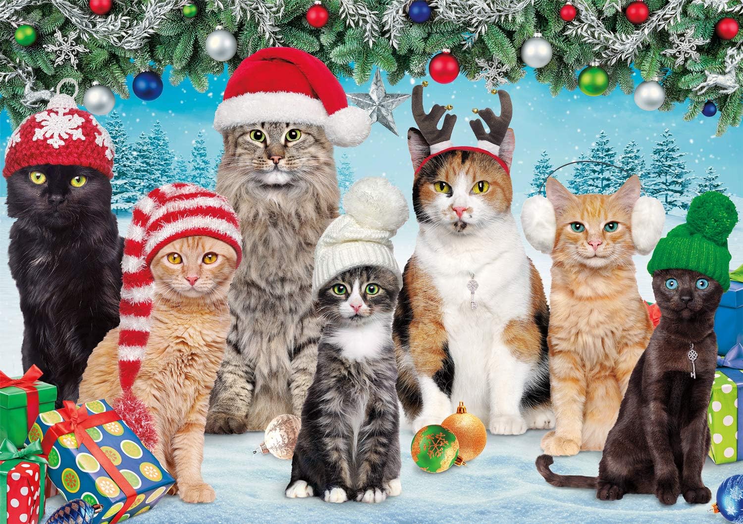 Buffalo Games - Meowy Christmas - 300 Large Piece Jigsaw Puzzle for Adults