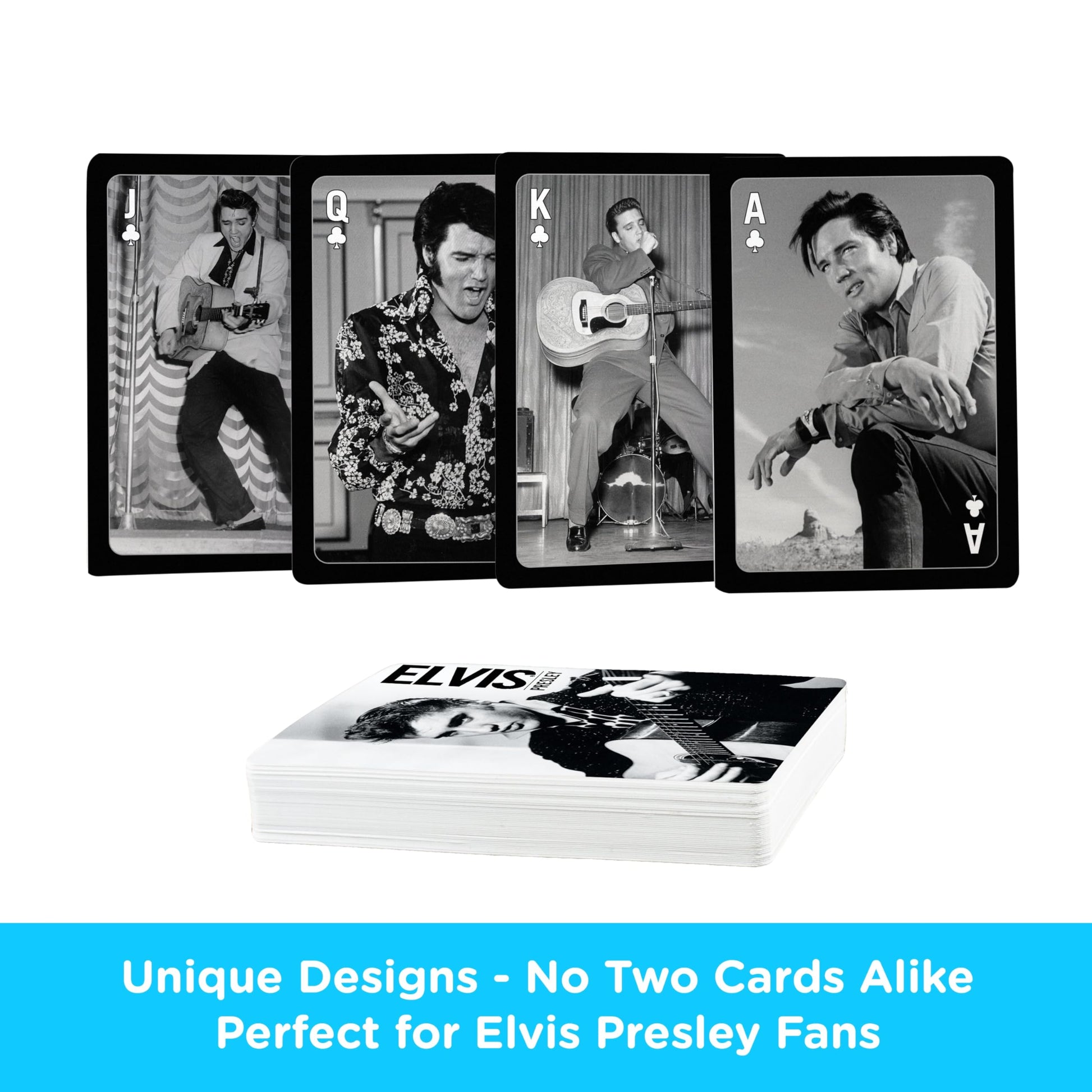 AQUARIUS Elvis Presley Playing Cards Standard Size - Themed Novelty Deck with 52 Unique Photo Designs - Collectible Merchandise Gift for Teens