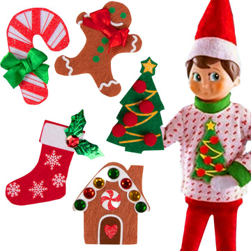 The Elf on the Shelf Sweater Set - Elf Boy or Girl Accessory with 5 Different Removable Decals Change Your Elves Costume Daily, Have Fun with Your