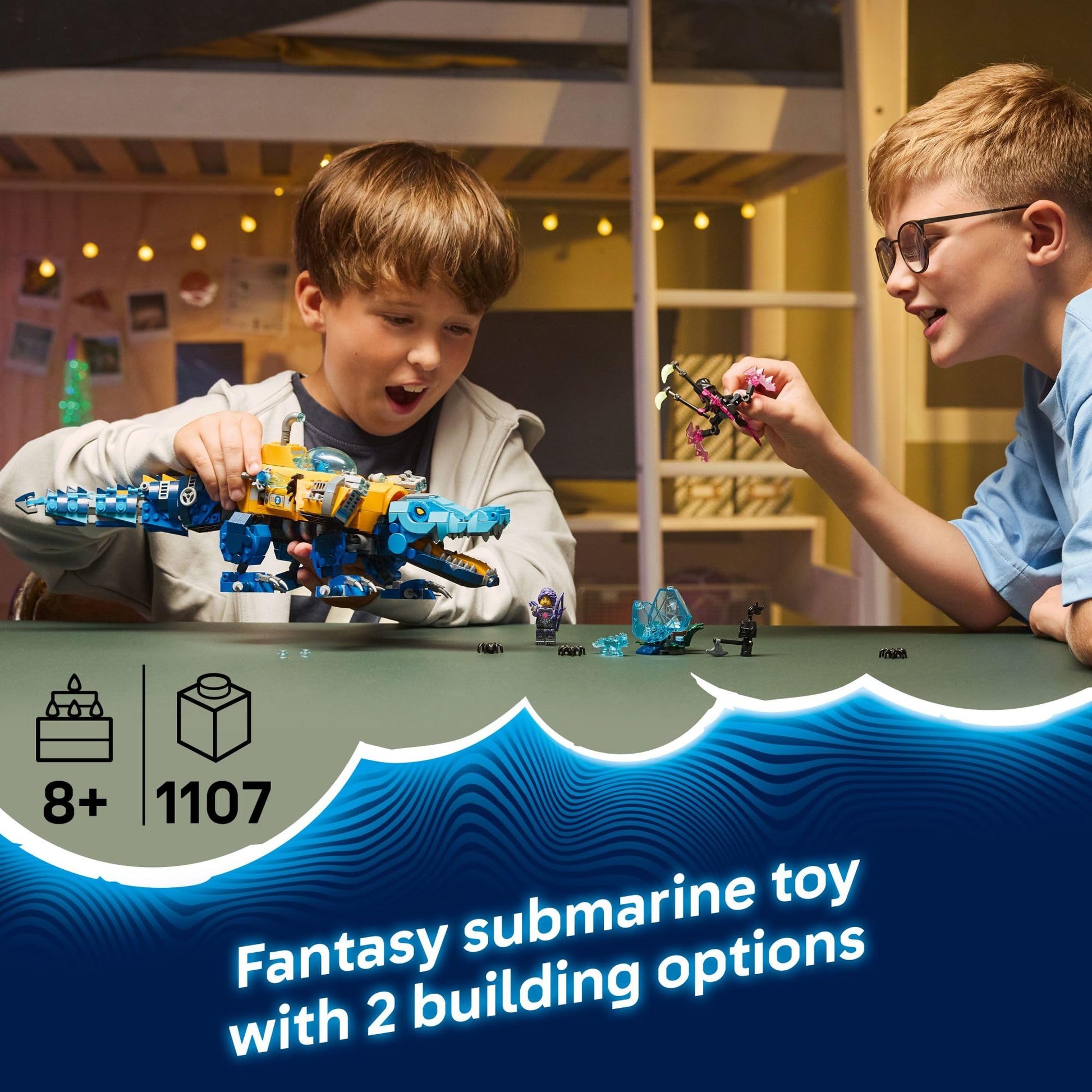 LEGO DREAMZzz Crocodile Submarine Building Toy for Boys & Girls - Pretend Play Set for Kids, Ages 8+, W/2 Build Options - Includes 3 Minifigures