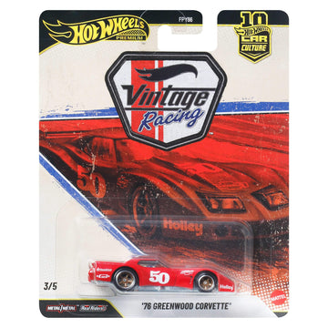 Hot Wheels '76 Greenwood Corvette Car Calture Premium 2026 Vintage Racing Series 1:64 Scale Collectible Die Cast Metal Toy Car Model with Rubber Real