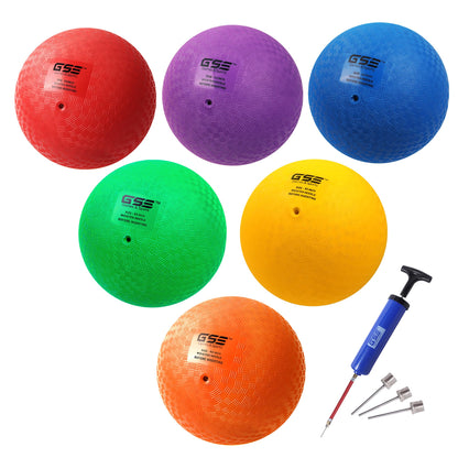 GSE 8.5" Inflatable Playground Balls Set with Pump, Kickball, Dodgeball