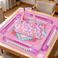 Roneenz American Mahjong Set with Mat and Racks - 166 Pink Tiles, 4 All-in-One Color Rack/Pushers, Chips & Dice, Pink Carrying Bag - Complete Portable