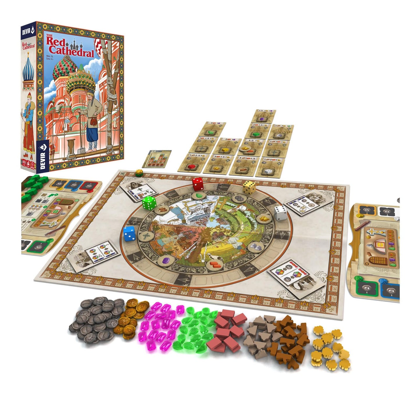 Devir - The Red Cathedral Board Game, Strategic Eurogame with Resource Management, Rondel & Construction Mechanics, Family Strategy Game, Ages 10+