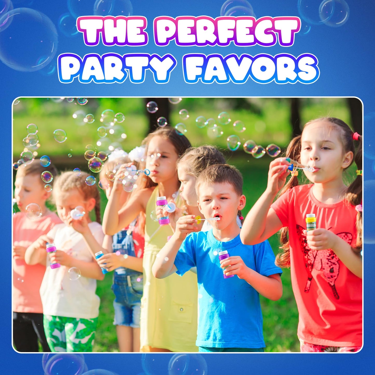 Party Bubble Bottles (24-Pack) Bubble Wands for Kids & Birthday Favors