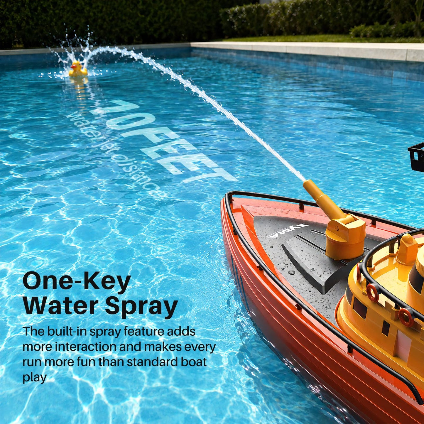 SYMA Q14 Fireboat RC Boat for Kids 8-12, Water Spray, 40 Min Runtime