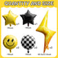 Wood Homing 8PCS 18 Inch Smile Party Checkered Helium Balloons, Yellow Smile Face Preppy Theme Birthday Party Decorations, Yellow Lightning Balloons
