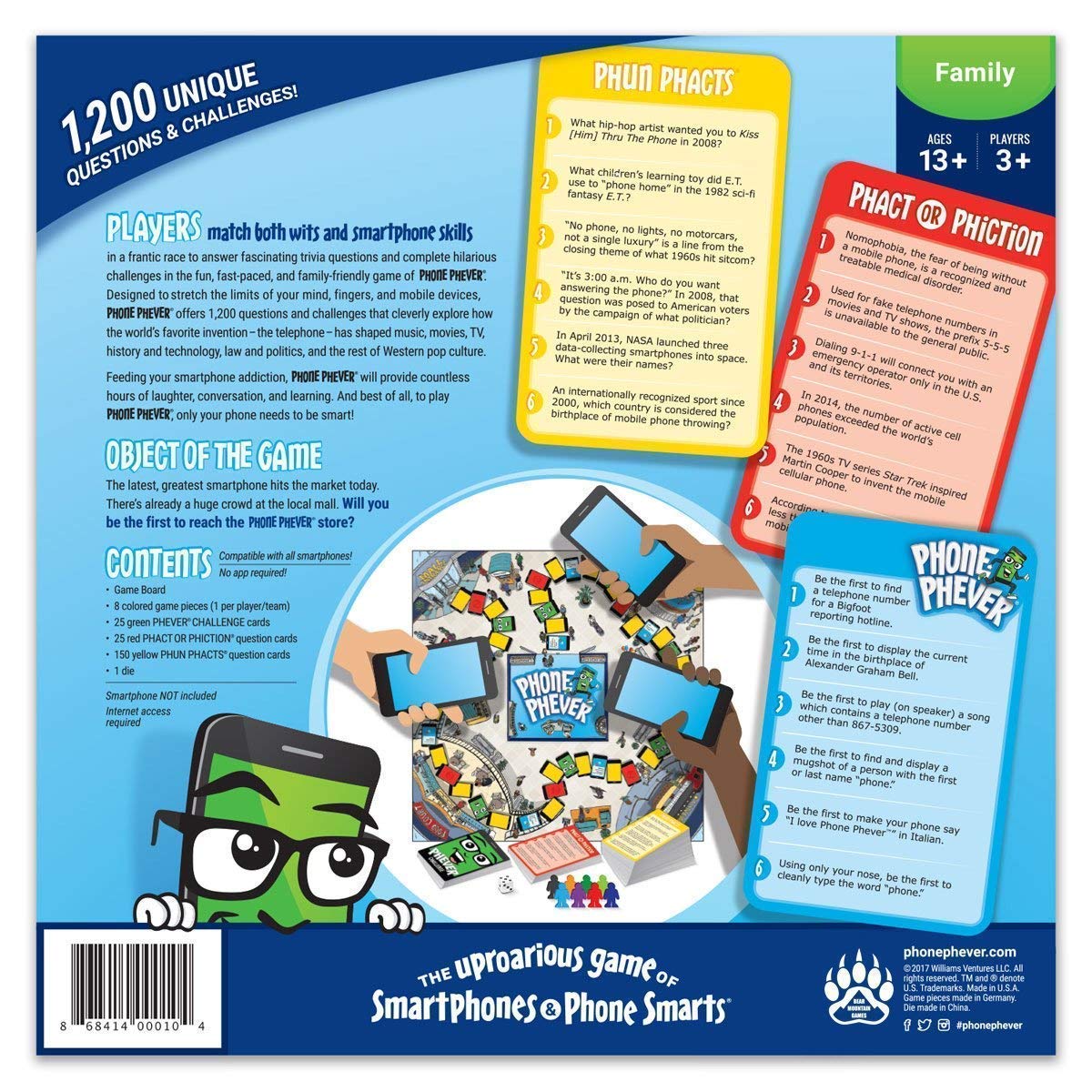 Phone Phever Board Game - New Fun Fast-Paced Family-Friendly Party Board Game - It's a Phonetastic Race to Answer Fascinating Trivia Questions