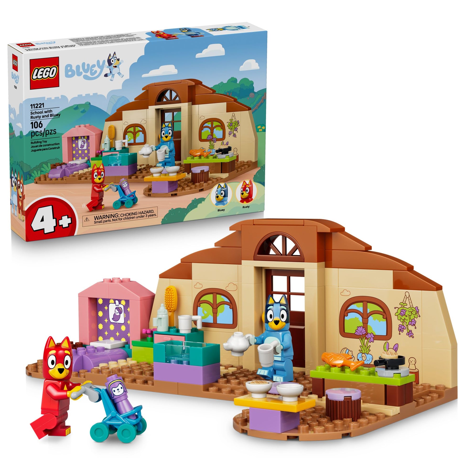 LEGO Bluey School with Rusty and Bluey - Building Toy for Girls & Boys, Ages 4+ - Toddler Figures & Playset - Gift for Birthdays - 11221