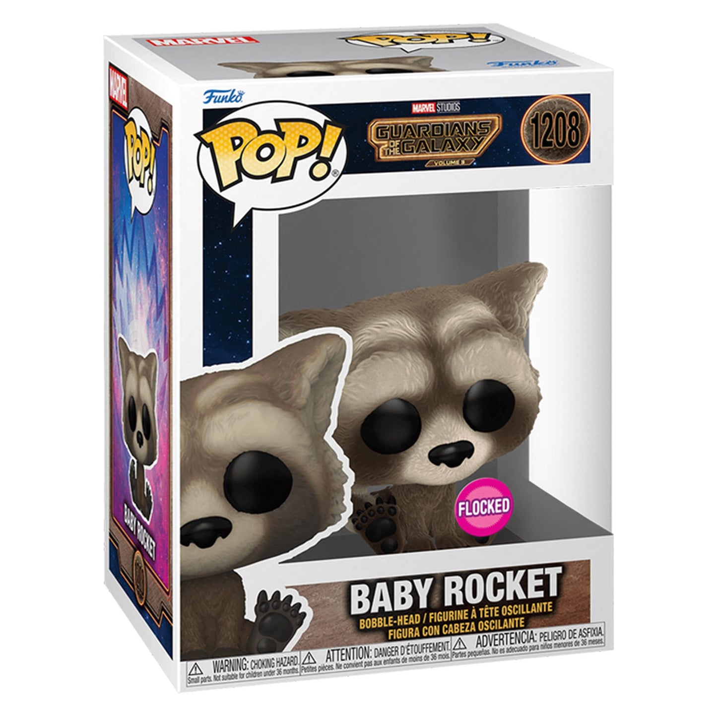 Funko Pop! Marvel: Guardian of The Galaxy Volume 3 - Baby Rocket, Exclusivce Multicolor Flocked Collectible Vinyl Figure #1208