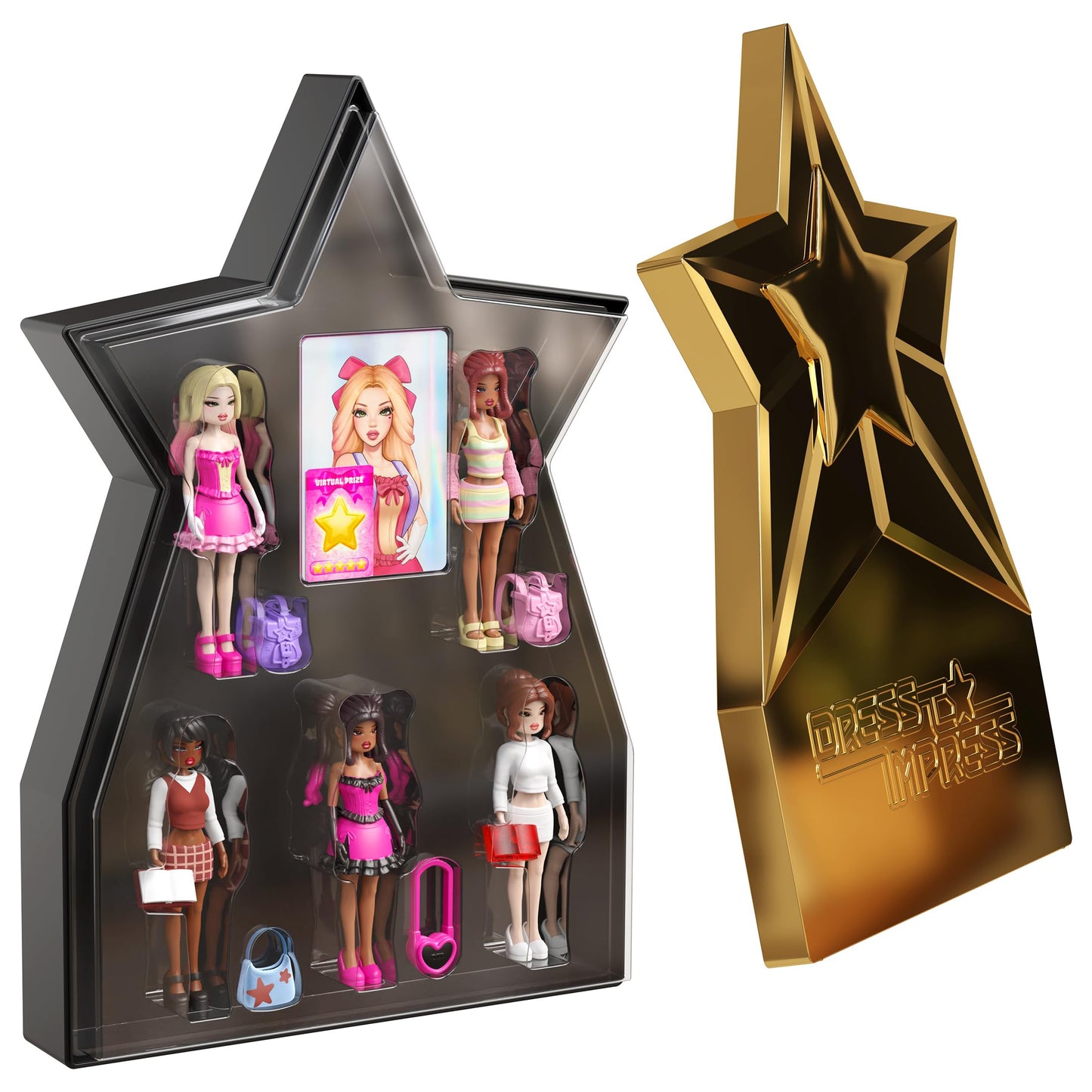 PhatMojo Dress to Impress - Mystery Models - Superstar 5-Pack - Series 1 - Star Storage Case -Small Dolls - Blind Box Collectible Set - Includes DLC