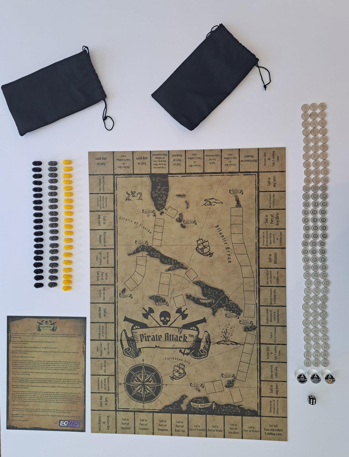 Pirate Attack Board Game, 2-3 Players, Strategic Port Control Game