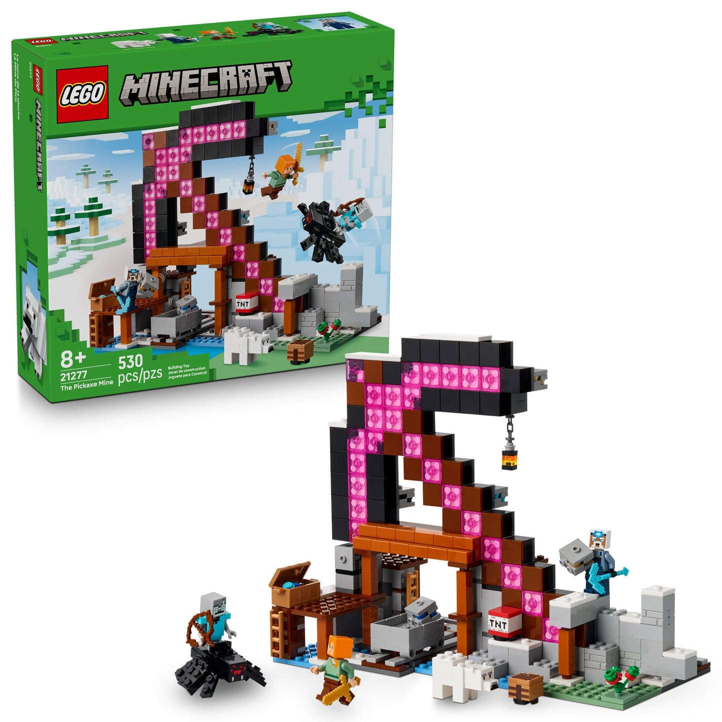 LEGO Minecraft the Pickaxe Mine Kids Toy - Building Set for Boys and Girls - Minecraft Toy for Gaming Fans 8+ - Includes Alex, Miner, and Stray Spider