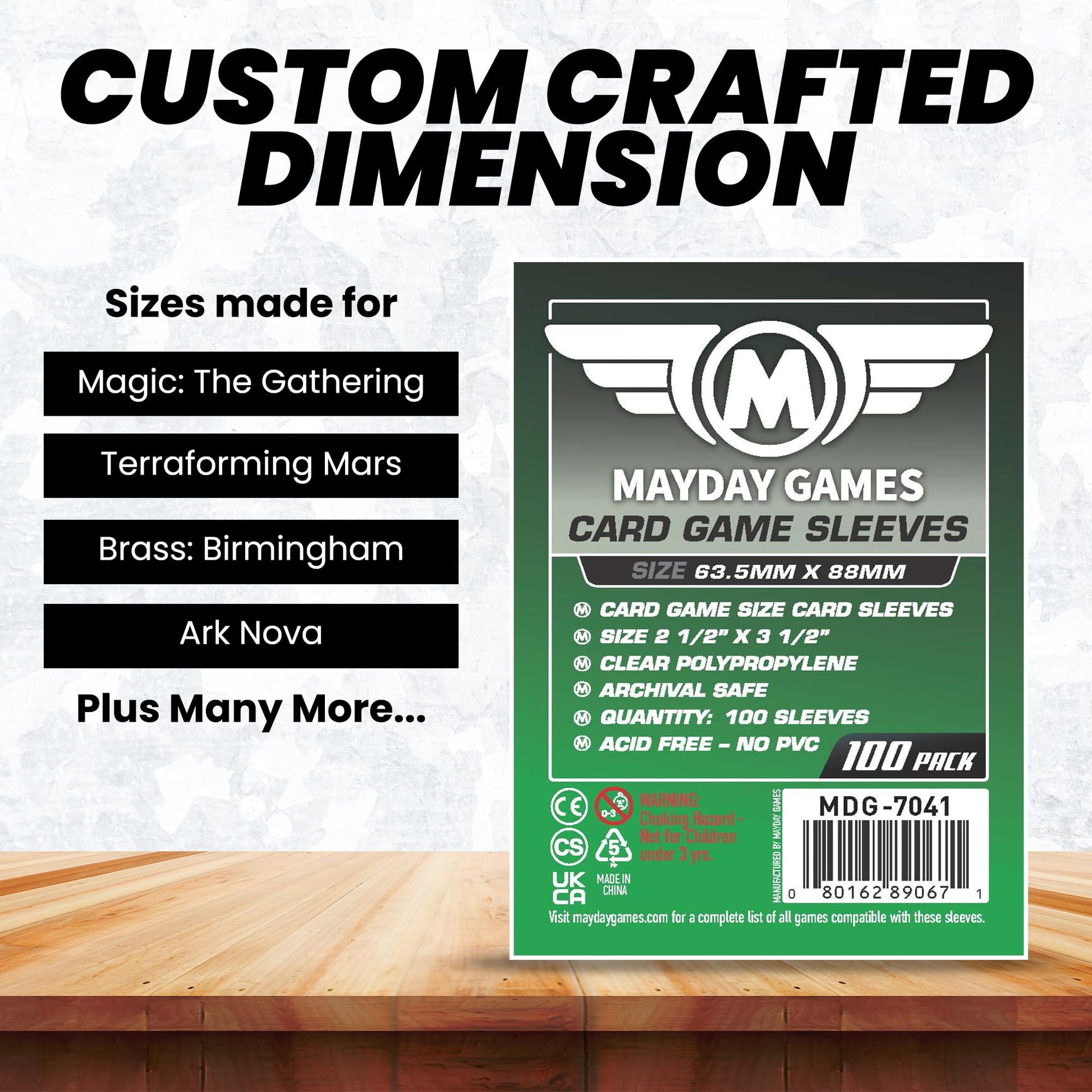 Mayday Games Standard Card Sleeves 63.5x88mm - 2 1/2" X 3 1/2 Clear Polypropylene, 40 Micron, 100 Standard Board Game Card Sleeves- MDG-7041