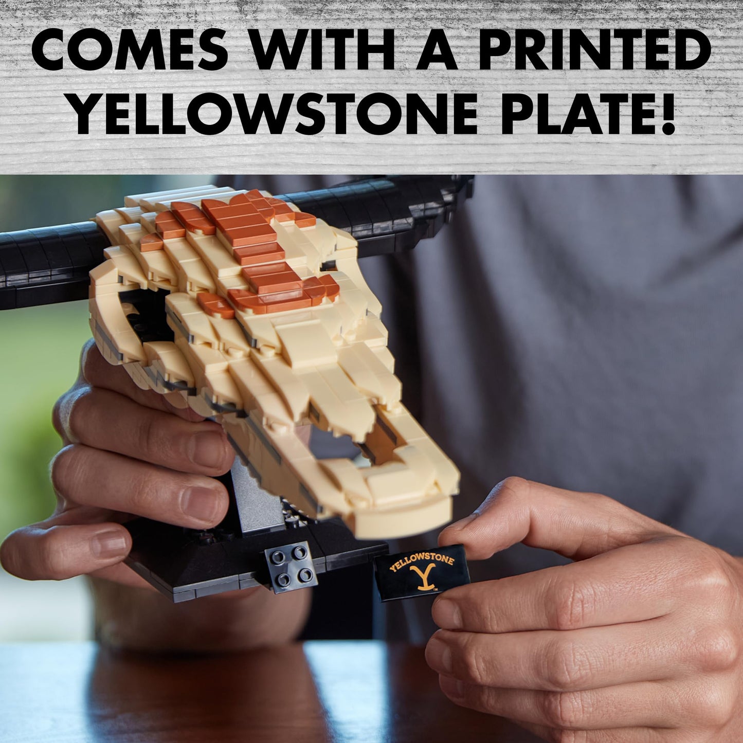 Brickcraft Officially Licensed Yellowstone TV Show Cow Steer Skull with Table & Wall Mount Included 563 Pieces Multicolored Brick Building Set